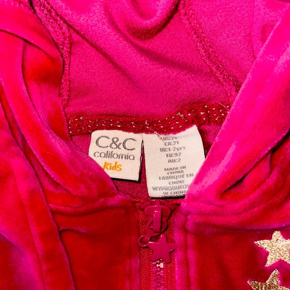 C&C California Kids Pink and Gold Velour Tracksuit - 2T - Picture 3 of 7